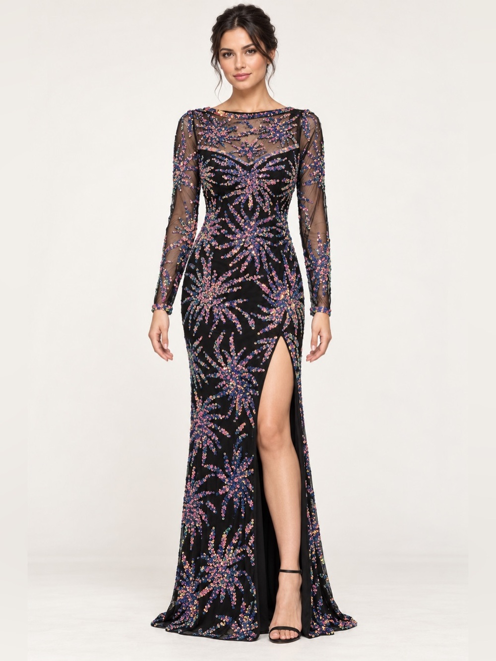 NWT Primavera Couture 9844 Beaded Sequin Multicolor Evening Gown ~ Size 2